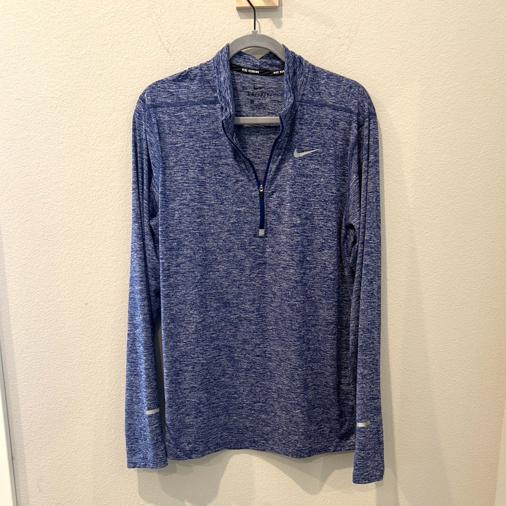 Nike Heathered Blue Long Sleeve 1/4 Zip Running Top‎ Size Large
